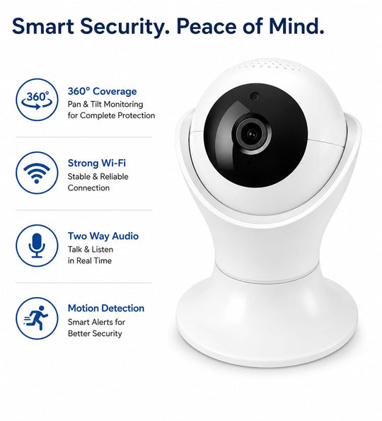360° HD Wi-Fi Security Camera – Smart Home Monitoring Camera with Motion Detection & Two-Way Audio