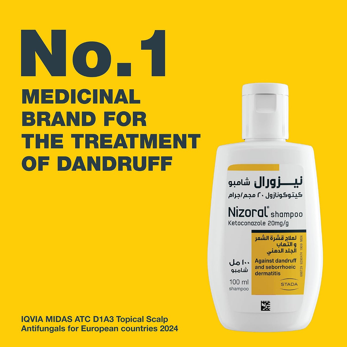 Nizoral® 2% Anti-Dandruff Shampoo, 100ml, Medical Treatment with Ketoconazole, Clinically Proven to Treat Dandruff, Flakes & Itching